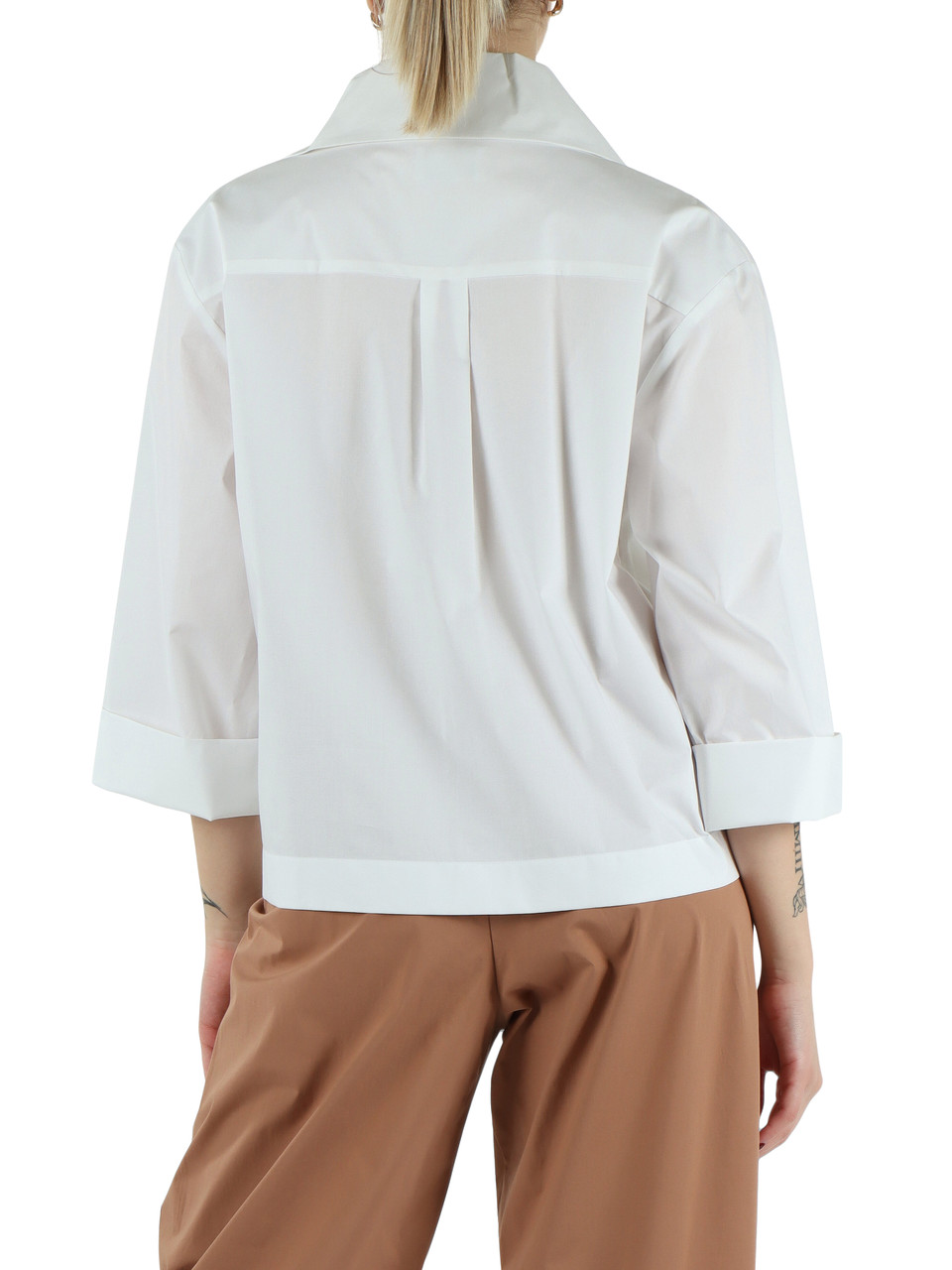BIANCO | Blusa oversize in popeline di cotone