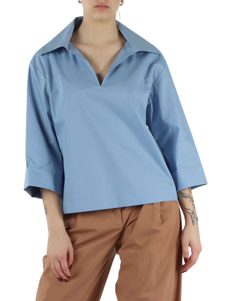 CARTA DA ZUCCHERO | Blusa oversize in popeline di cotone