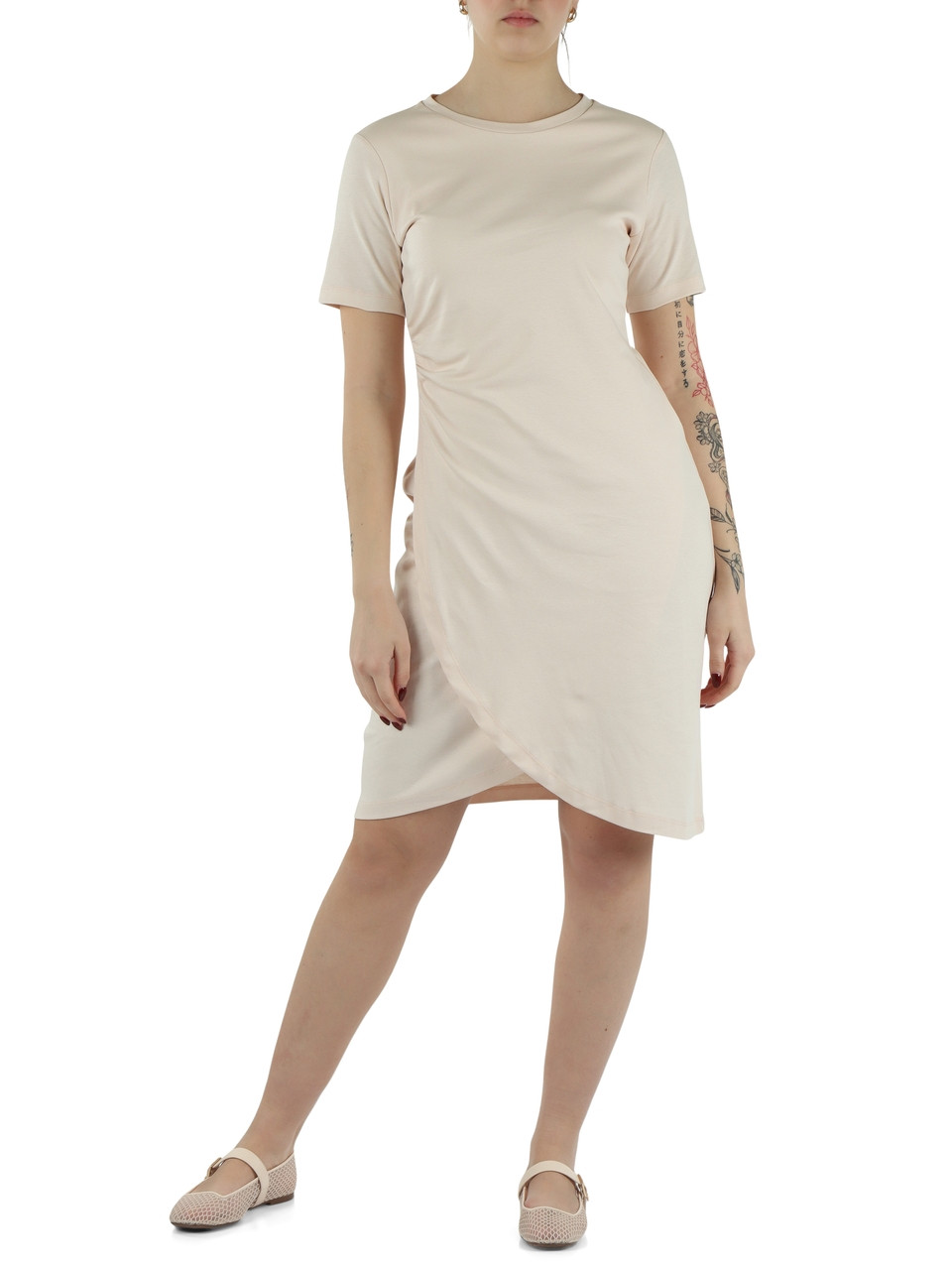 CIPRIA | Abito drappeggiato in jersey di cotone