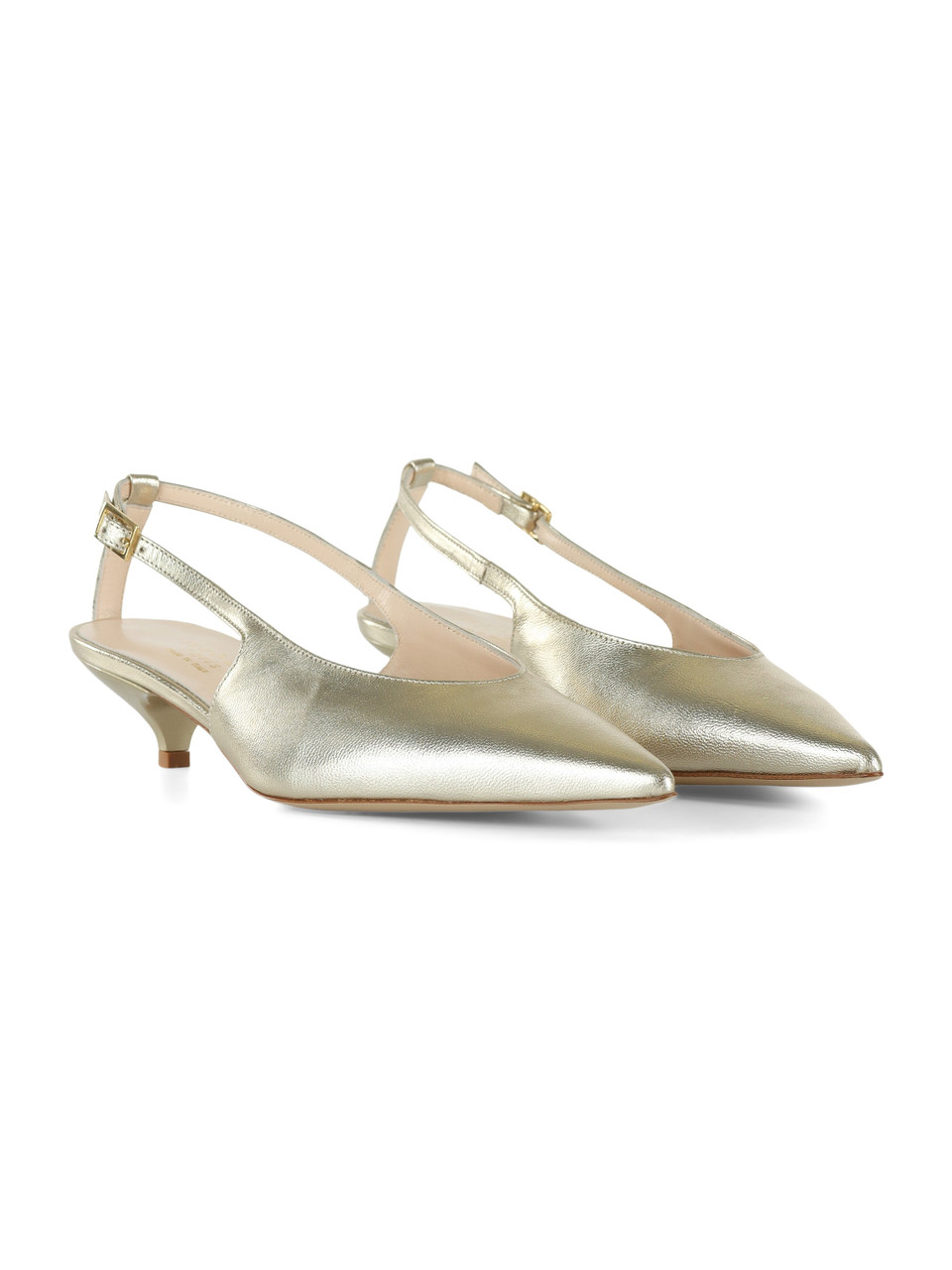 ORO | Scarpe slingback in pelle laminata con fascetta posteriore