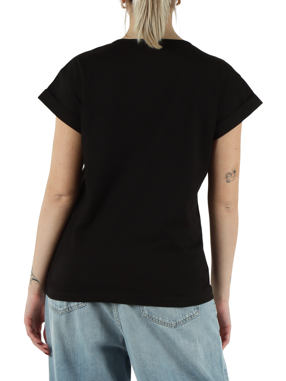 NERO | T-shirt in cotone con scritta logo frontale