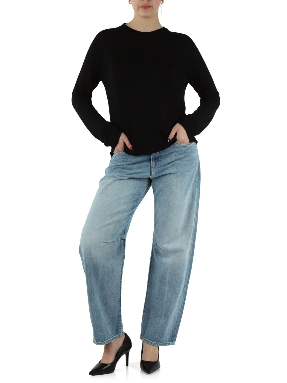 NERO | Maglia in viscosa con placca logo