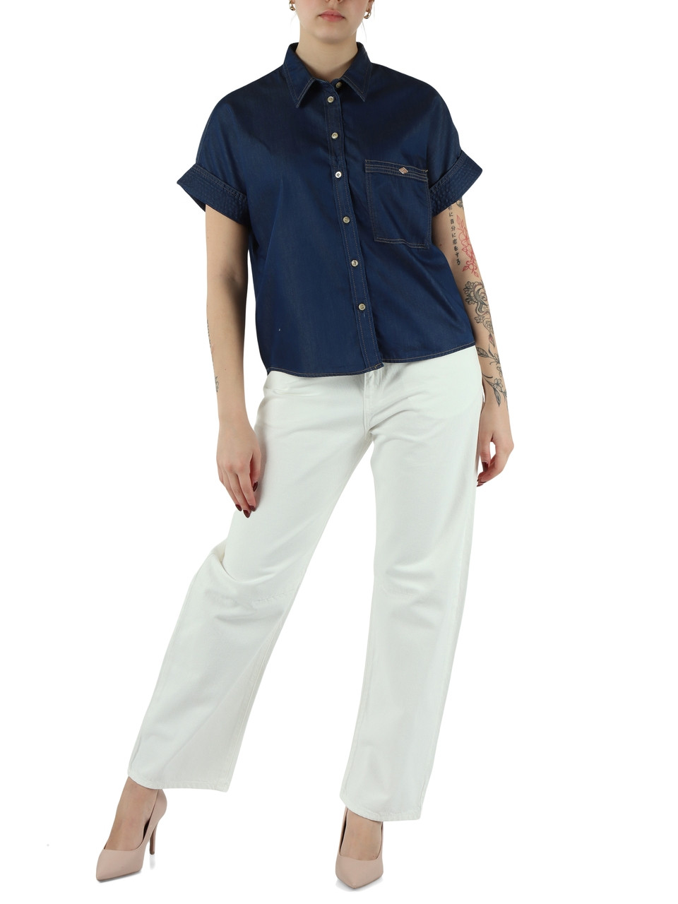 BLU | Camicia jeans a maniche corte