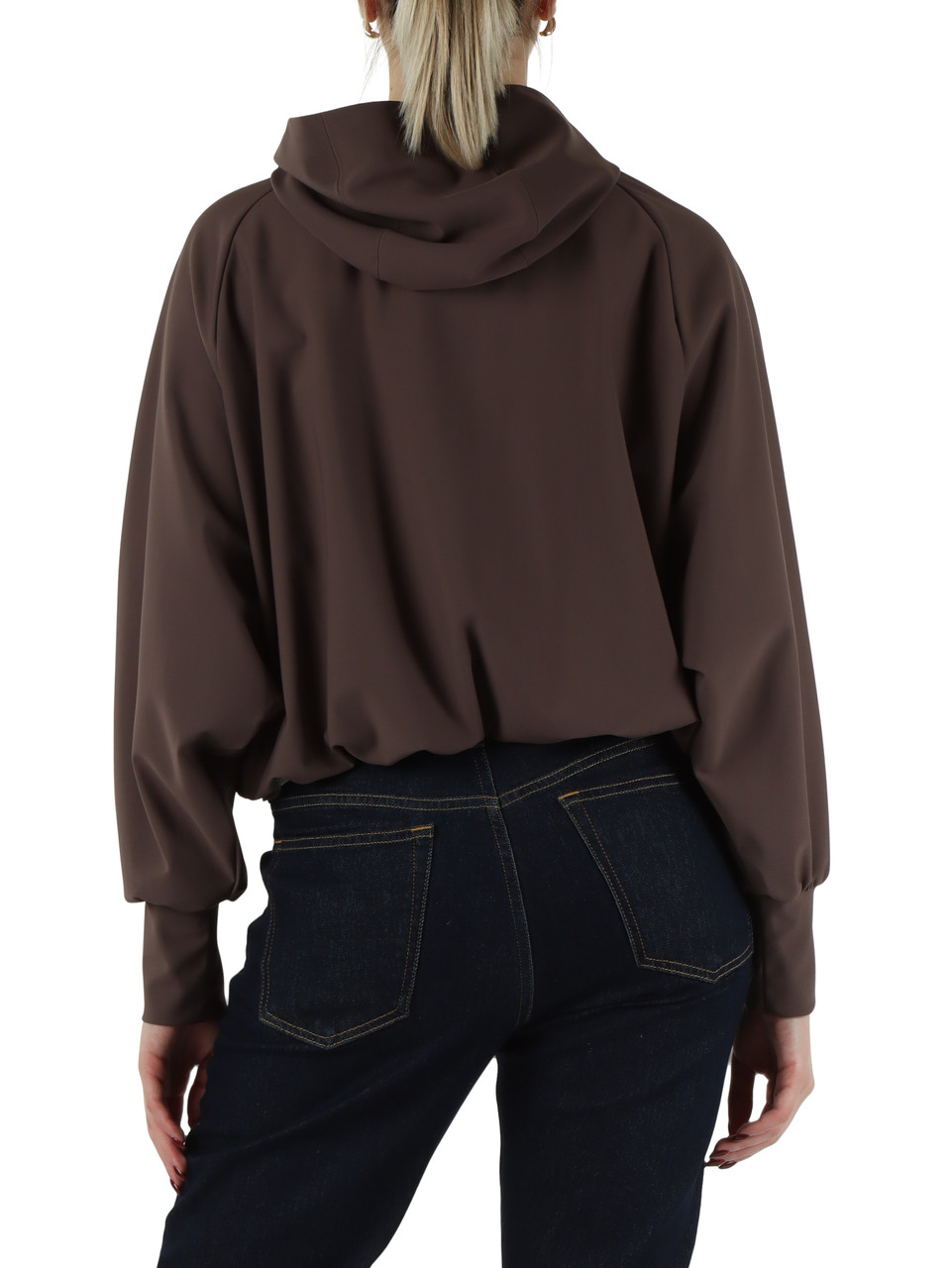 MARRONE | Giacca cropped AYKO con pannelli a contrasto