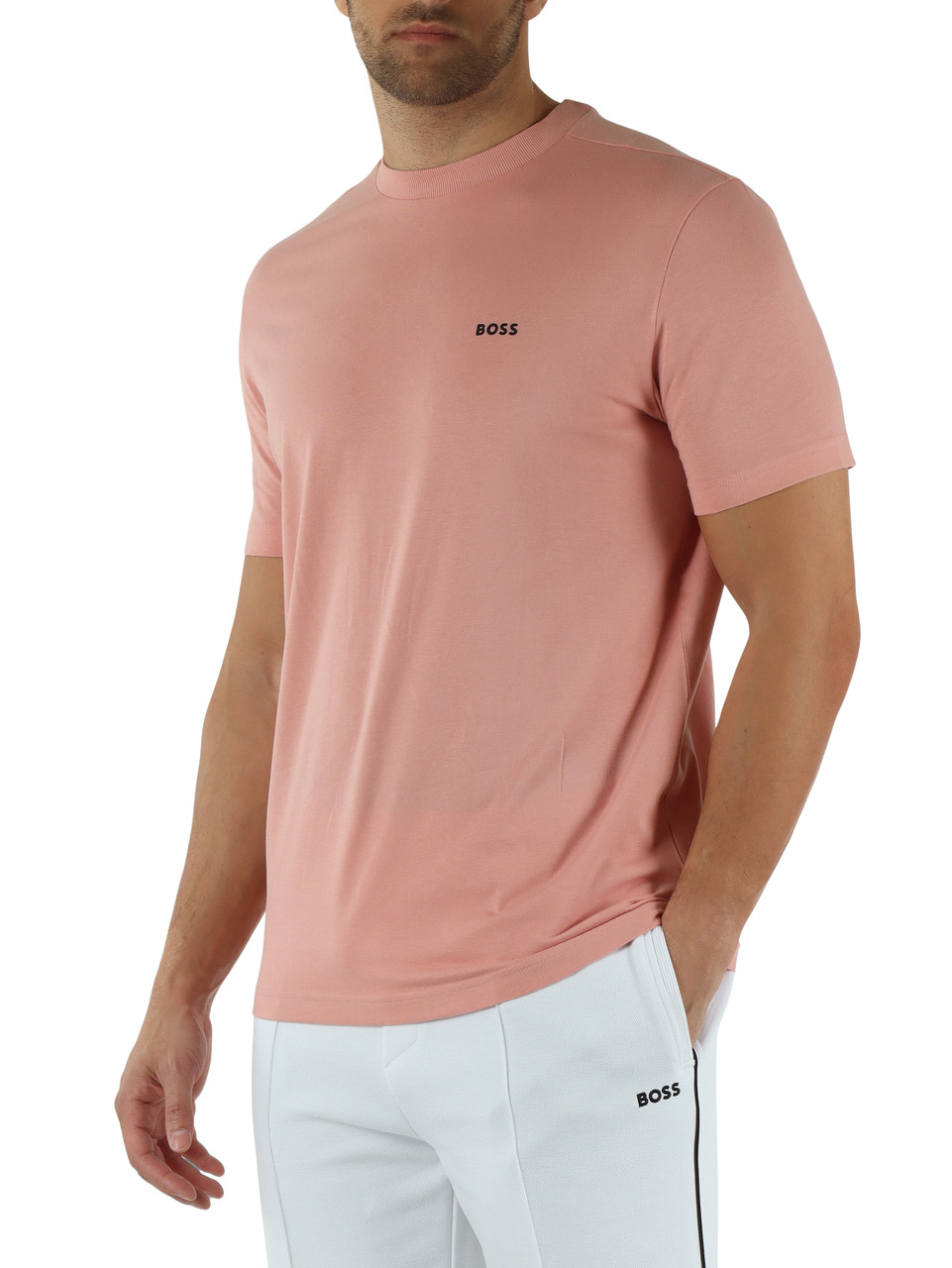 SALMONE | T-shirt in cotone stretch con scritta logo
