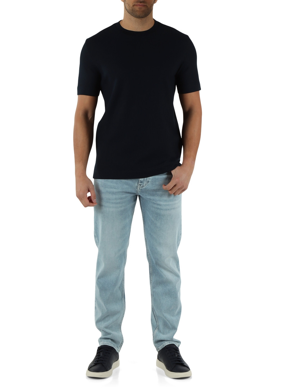 BLU | T-shirt in cotone mercerizzato con motivo decorativo
