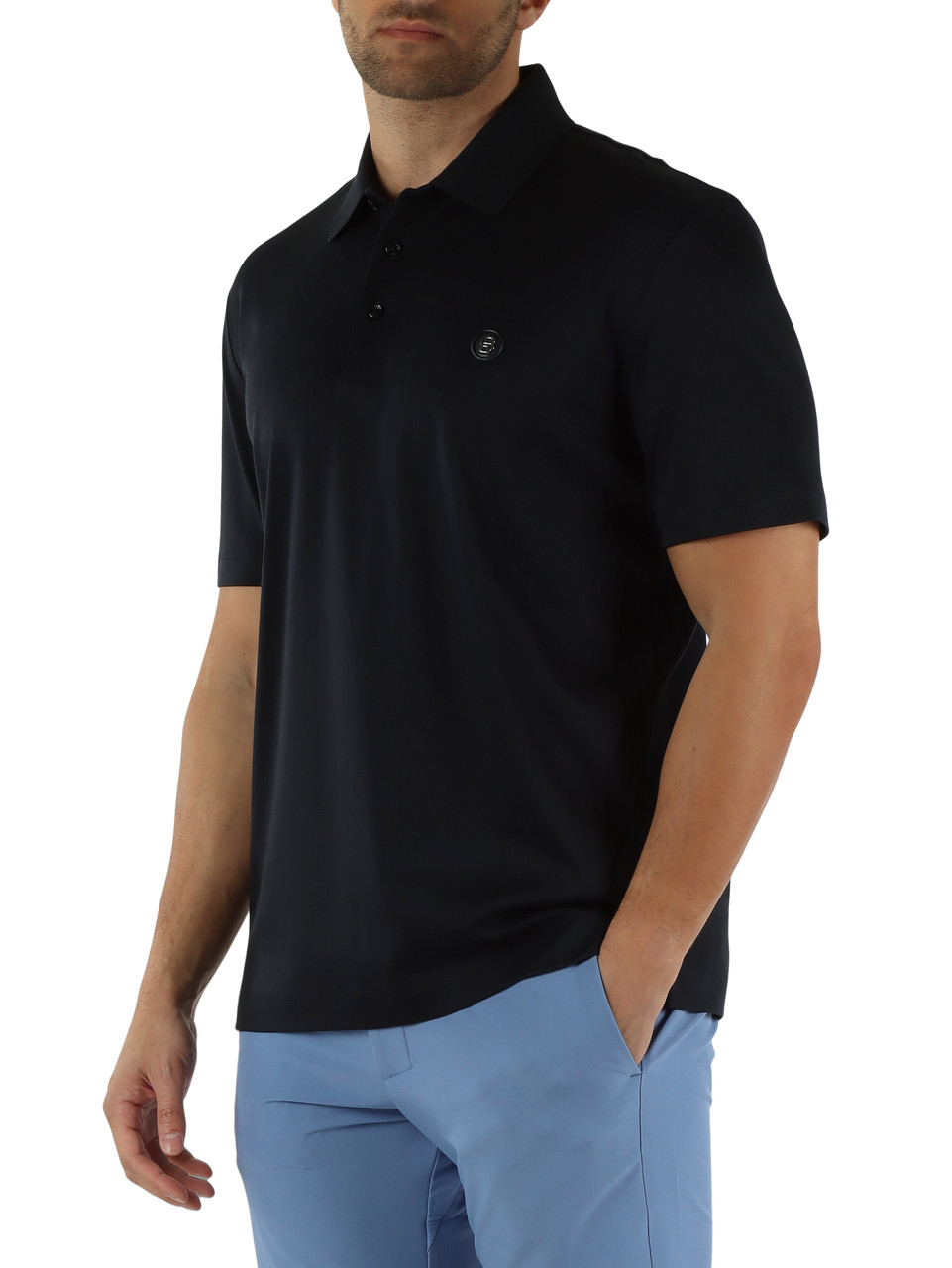 Dunkelblau | Poloshirt aus mercerisierter Baumwolle mit Logo-Patch