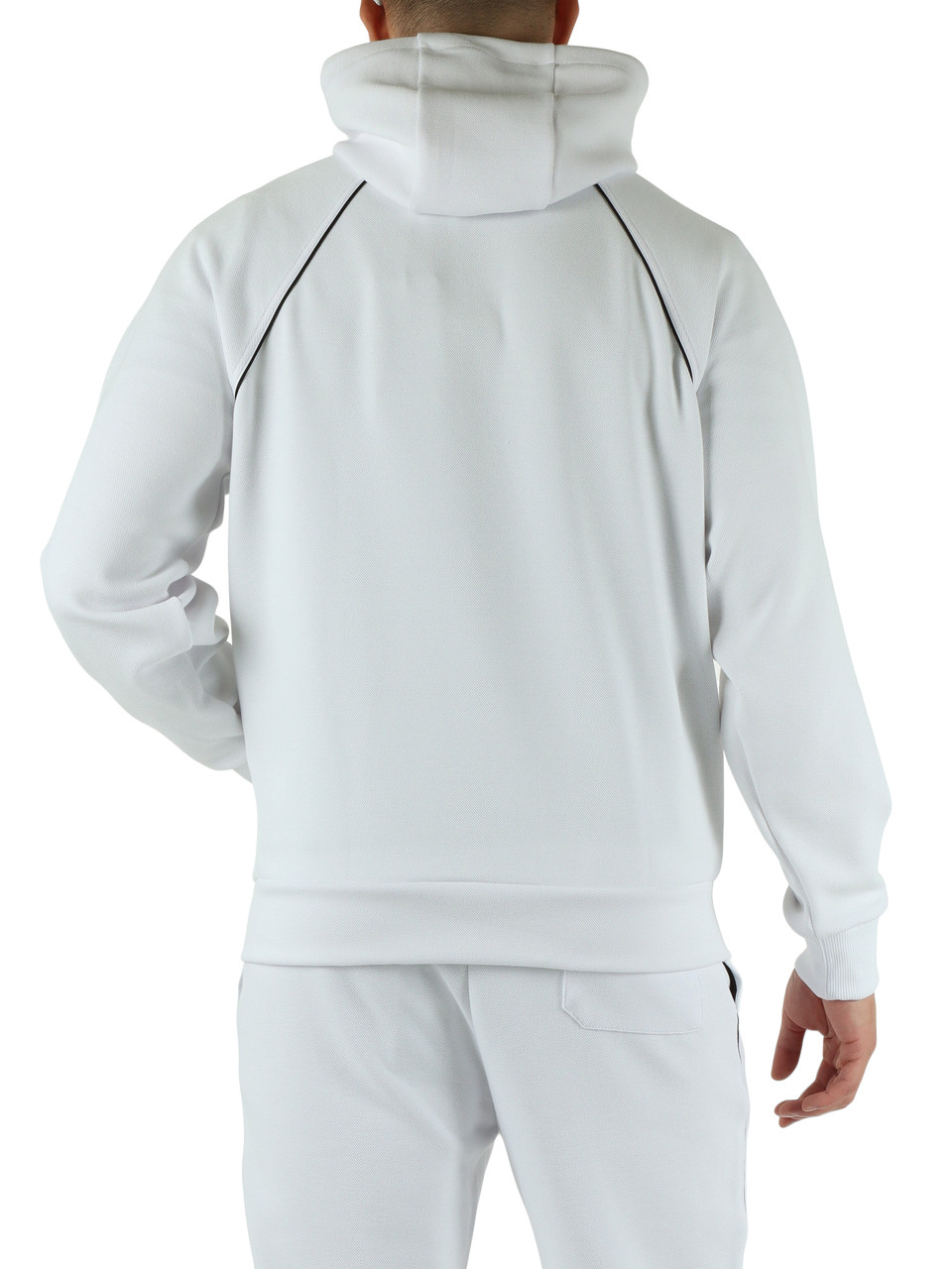 WEISS | Kapuzenpullover aus Baumwoll-Piqué-Mischung