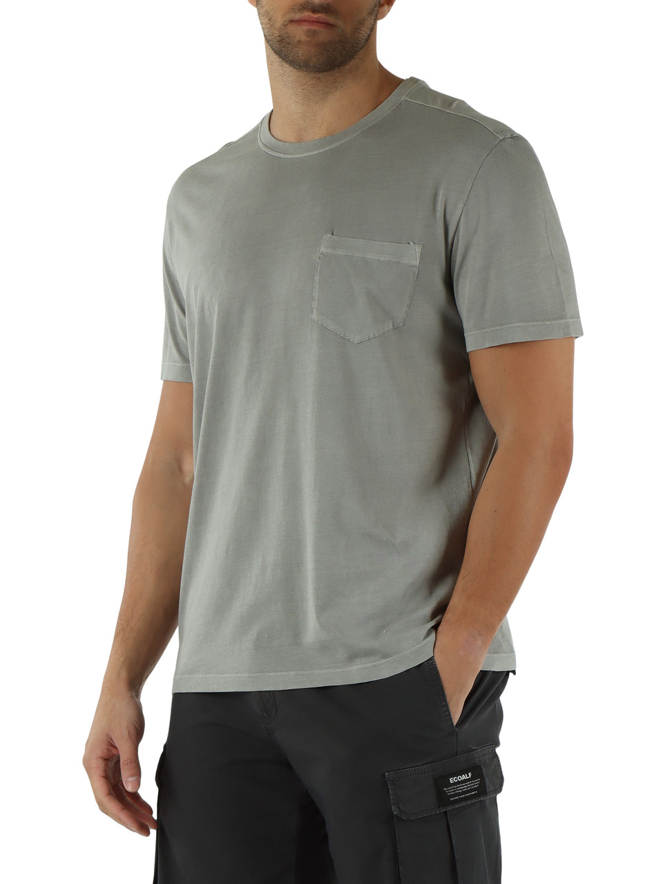 GRIGIO | T-shirt con taschino in cotone rigenerato ALMA