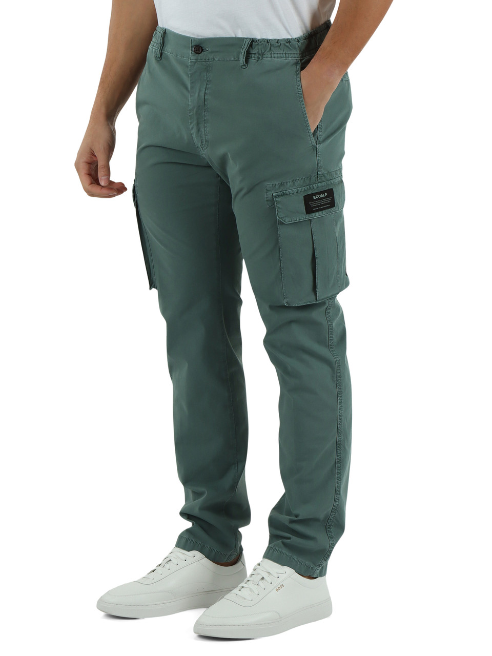 VERDE | Pantaloni regular fit ETHICARGO in cotone stretch