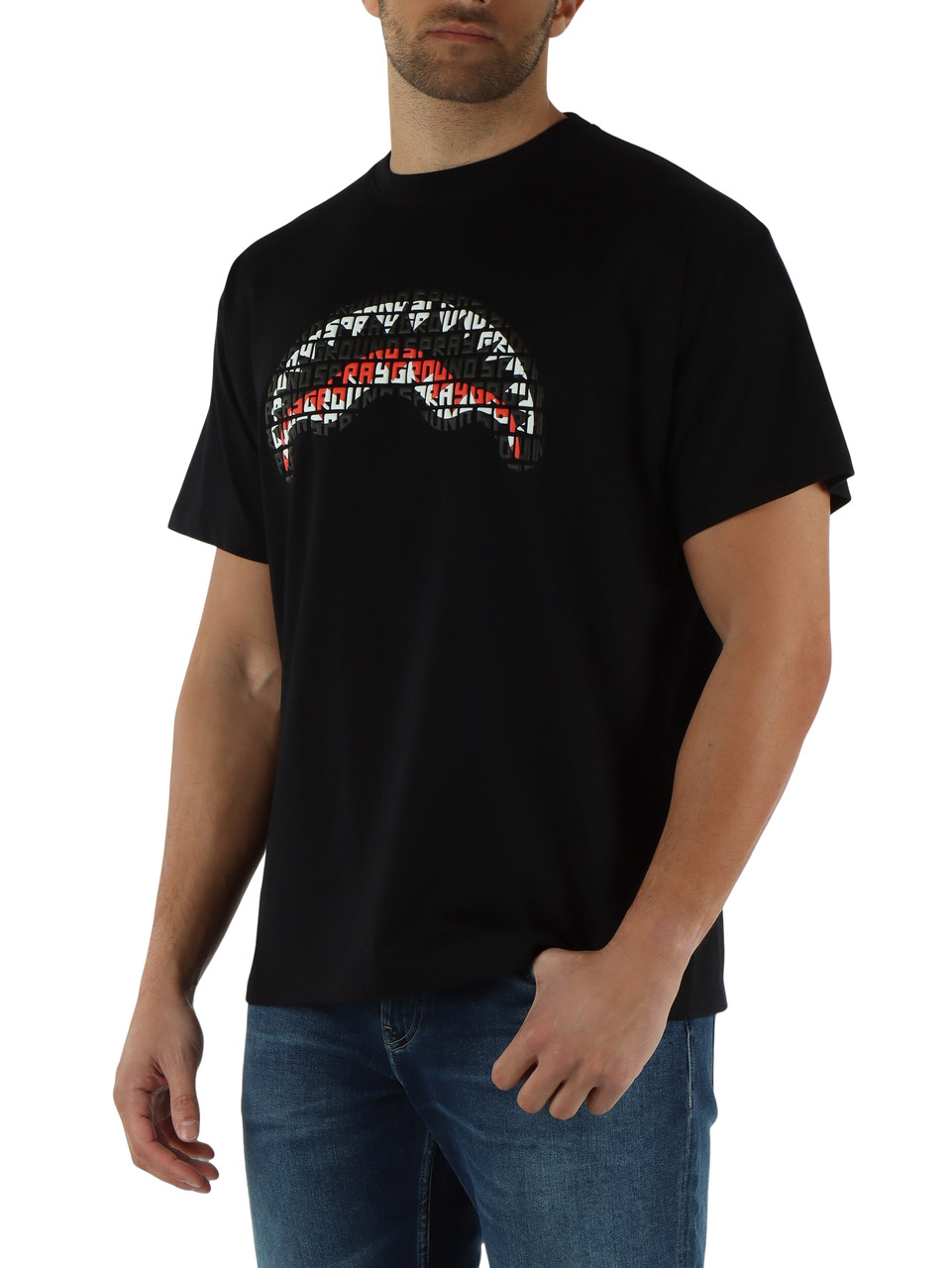 SCHWARZ | INFINITY SHARK Regular Baumwoll-T-Shirt
