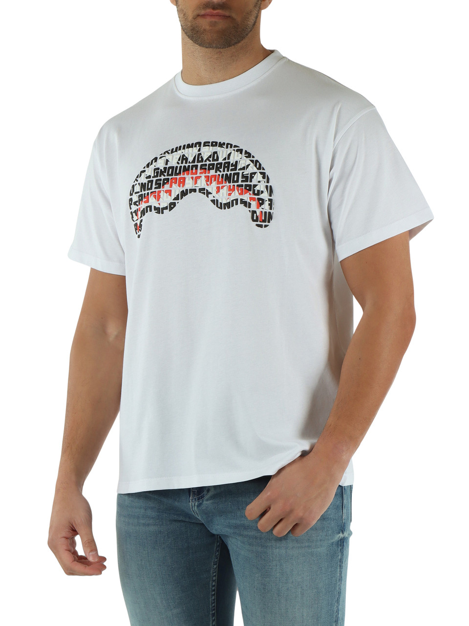 WEISS | INFINITY SHARK Regular Baumwoll-T-Shirt