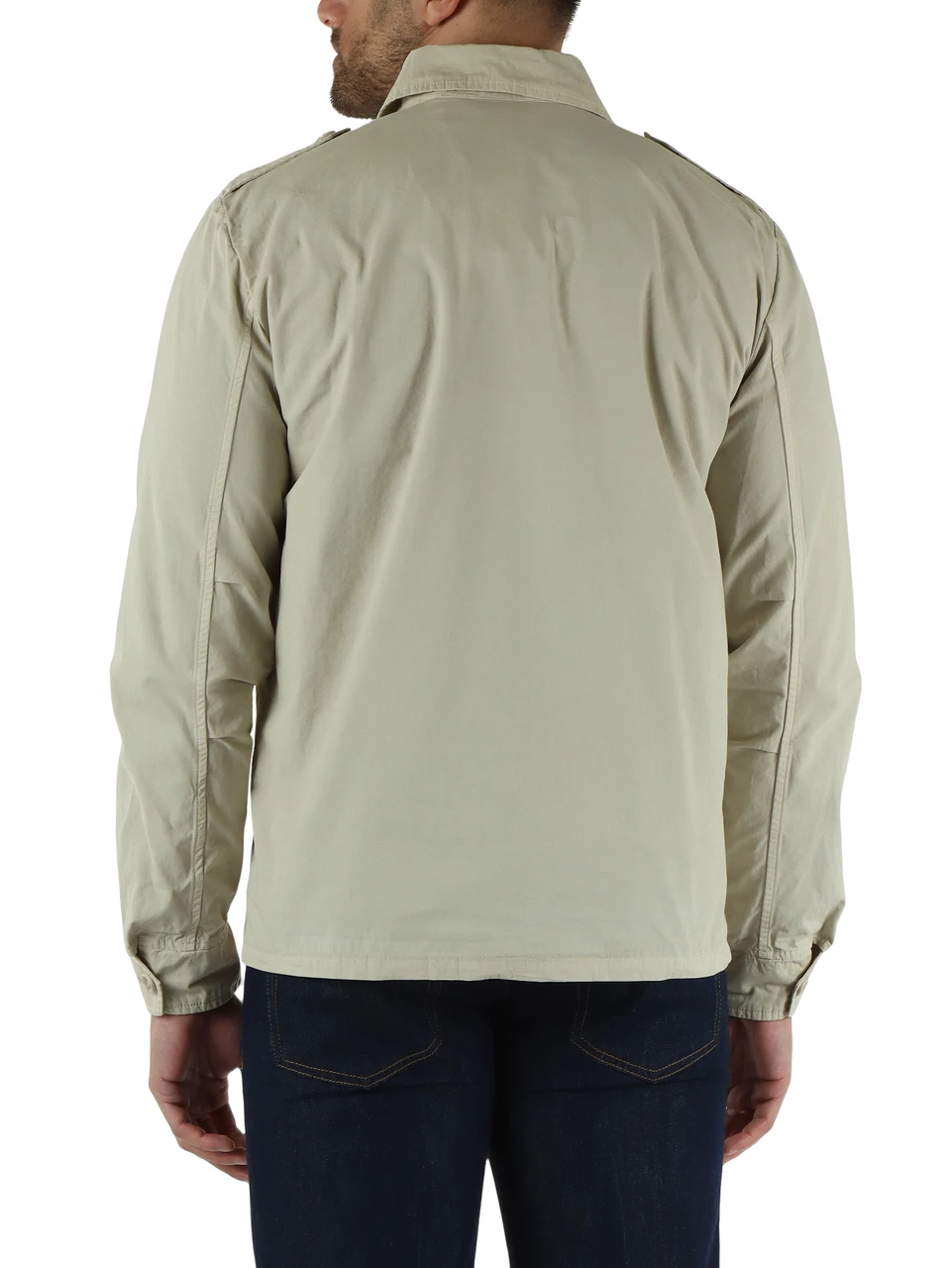 BEIGE | Camicia militare in cotone con patch logo rimovibile