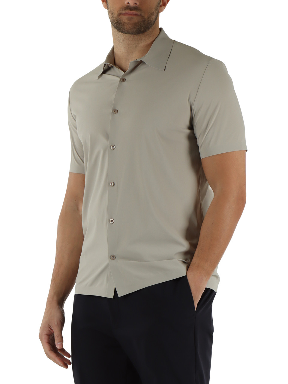 BEIGE | Camicia manica corta DAILY NY in tessuto Softech