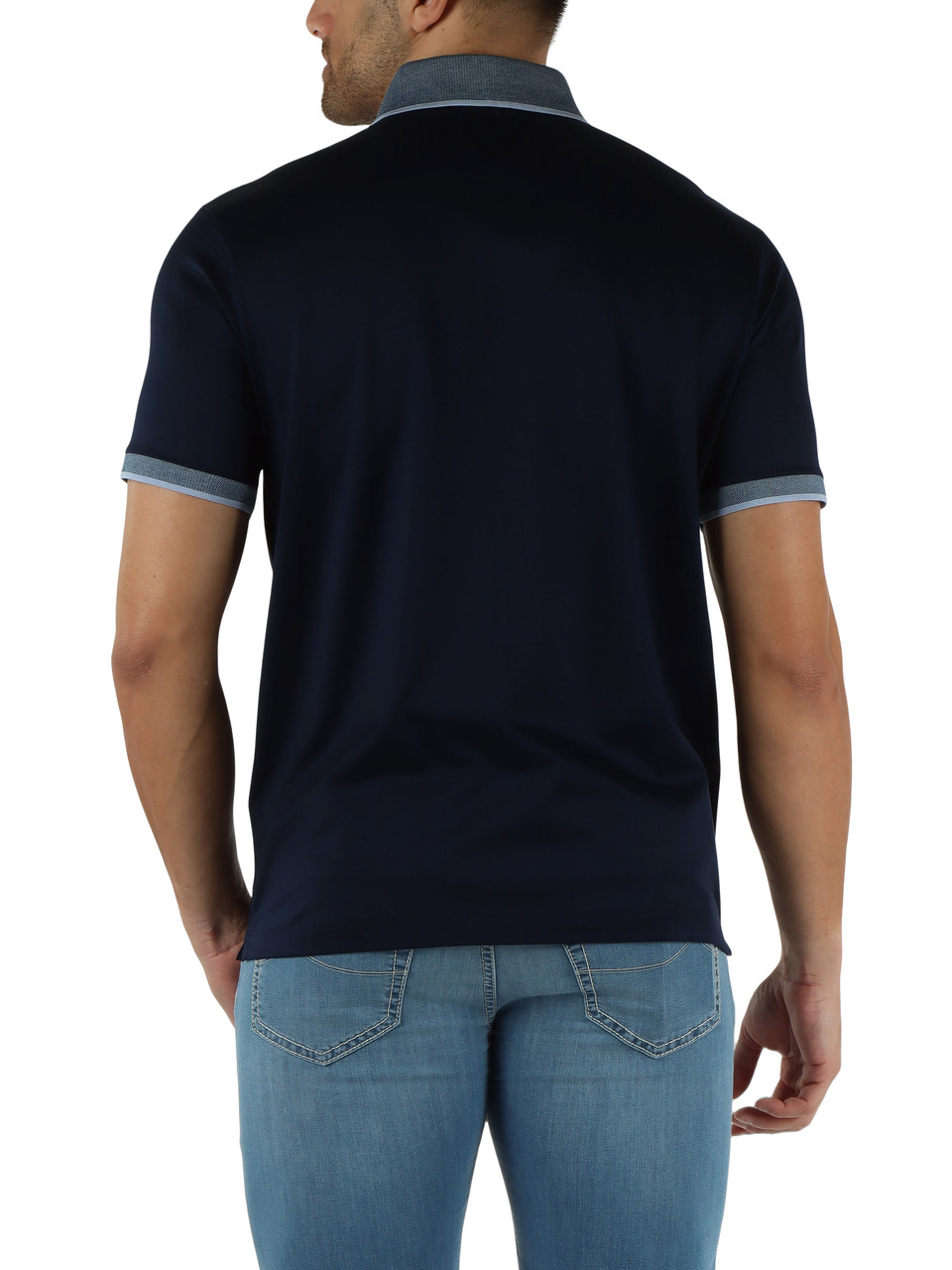 BLU SCURO | Polo in cotone con inserti a contrasto