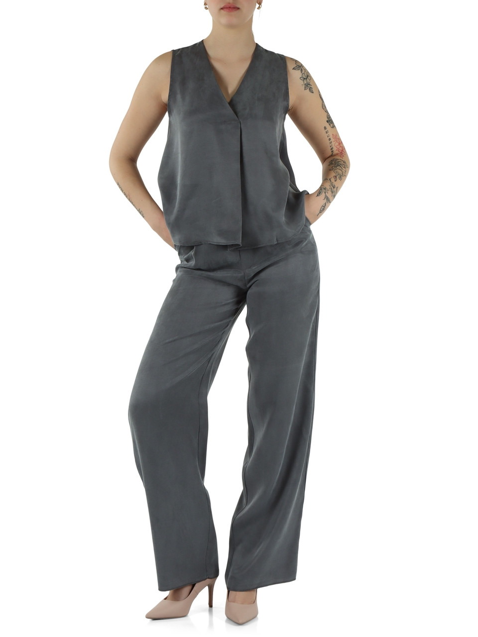 GRAU | Top aus gewaschenem Lyocell