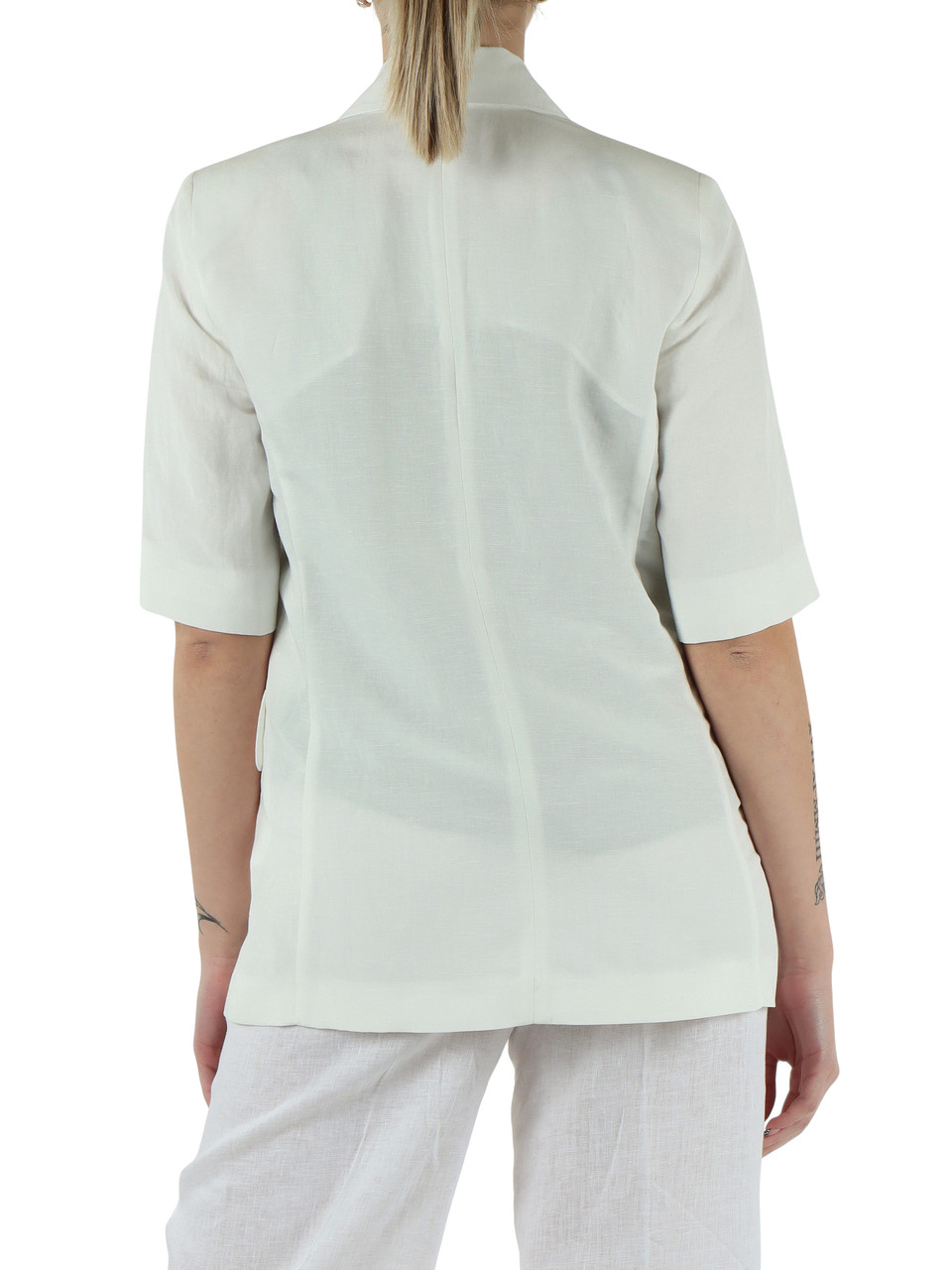 BIANCO | Giacca manica corta in lino e viscosa VINCITA