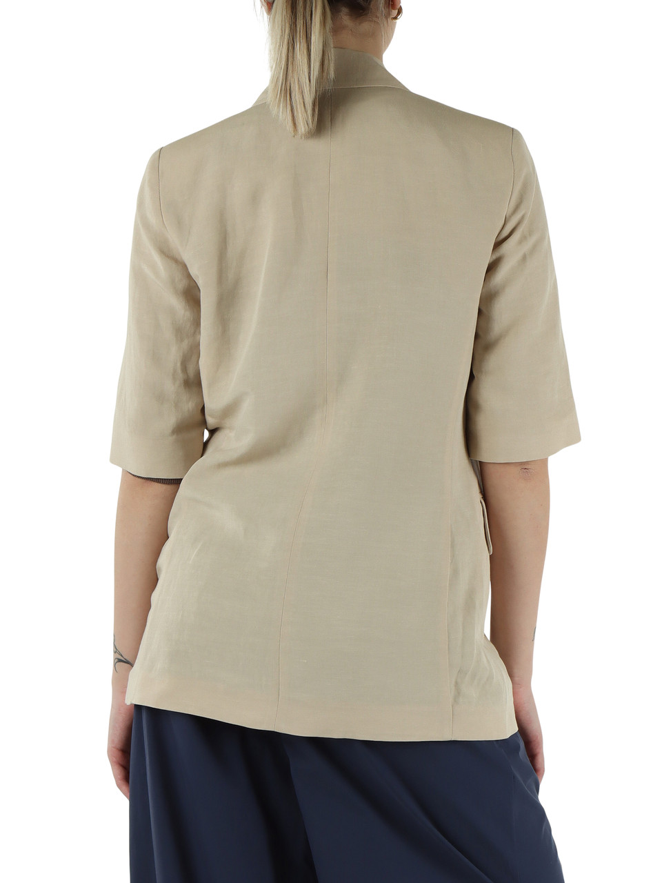 BEIGE | Giacca manica corta in lino e viscosa VINCITA