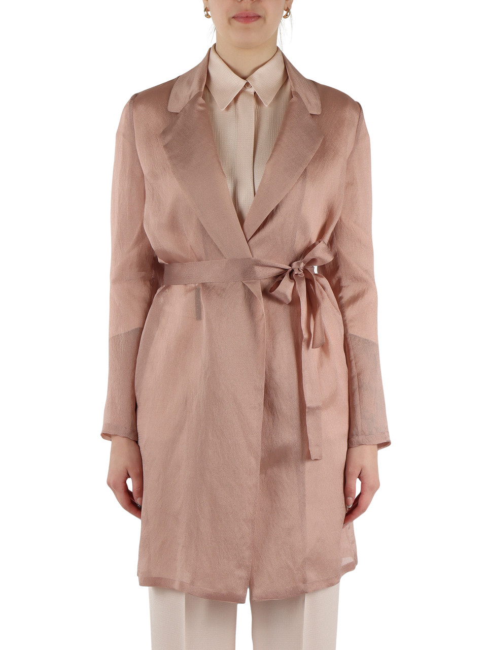 ROSA | Spolverino con cintura CALCINA in organza lavata