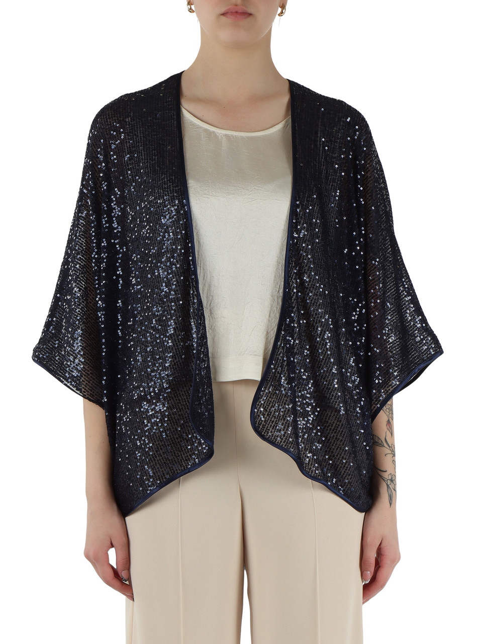 BLU SCURO | Coprispalle con paillettes RENNA