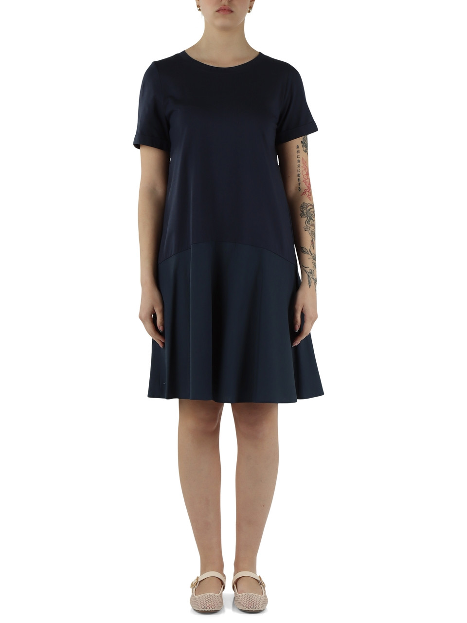 BLU | Abito svasato in doppio tessuto RUGIADA