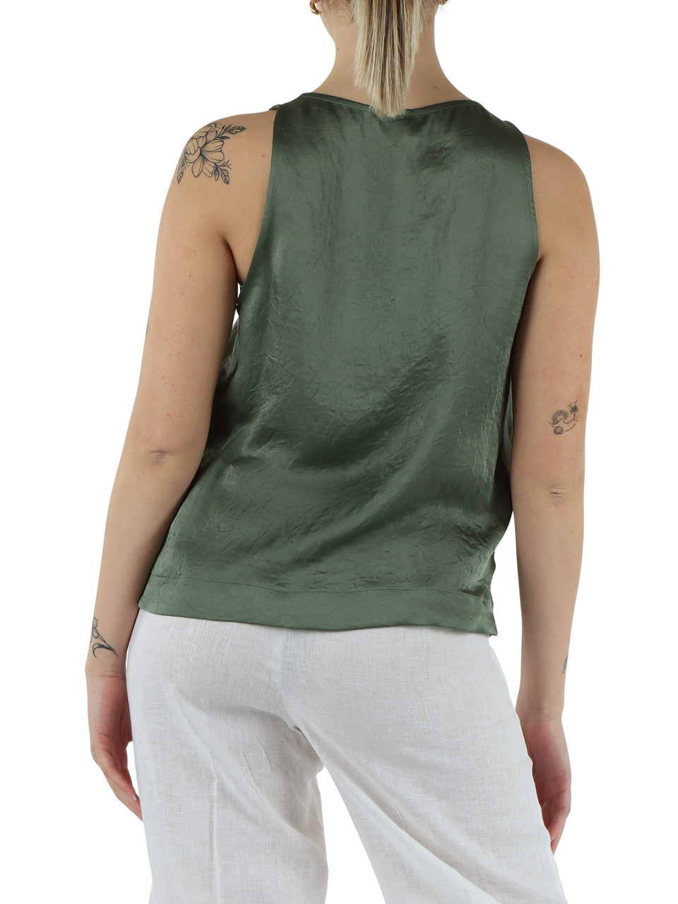 GRÜN | MONOCHROME: Top mit Crinkle-Effekt APOGEO