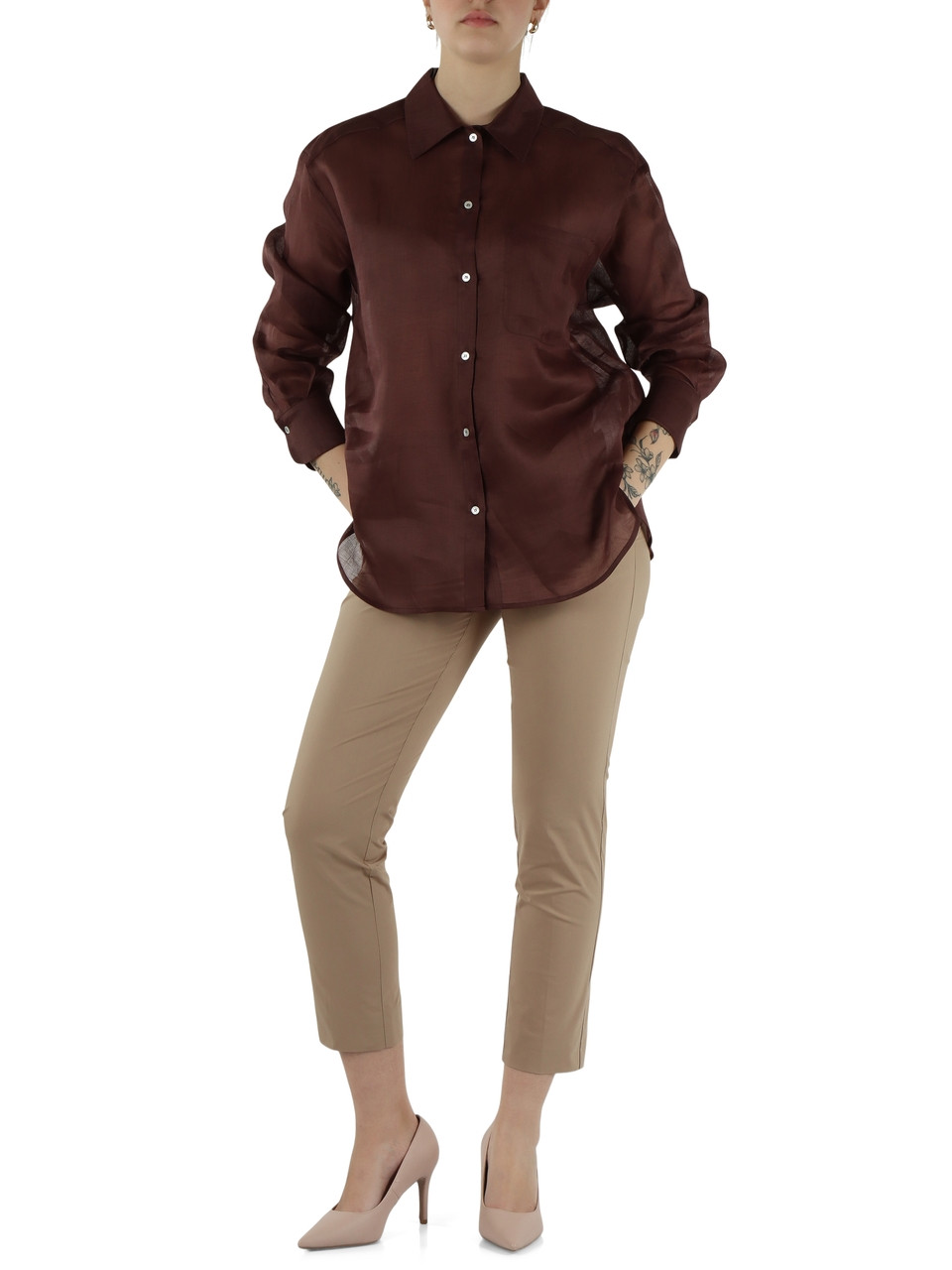 MARRONE | Camicia in ramiè COSMO