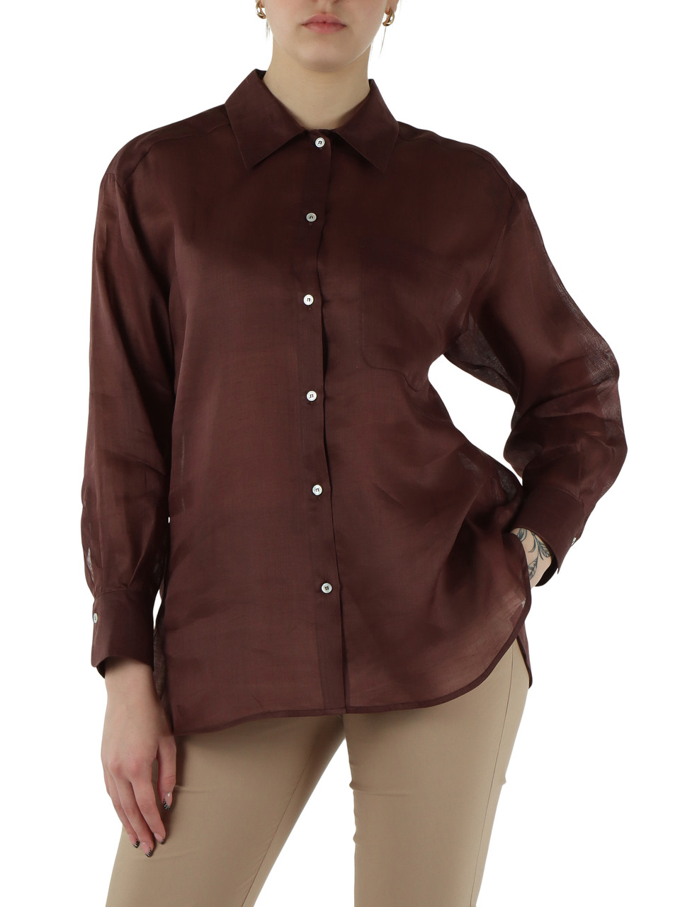 MARRONE | Camicia in ramiè COSMO