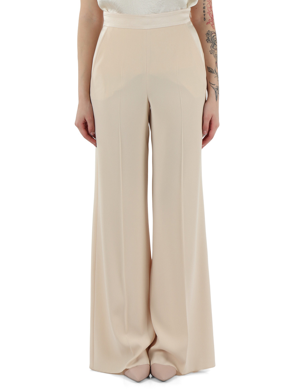 CIPRIA | Pantalone ampio in crepe enver satin STAMPA