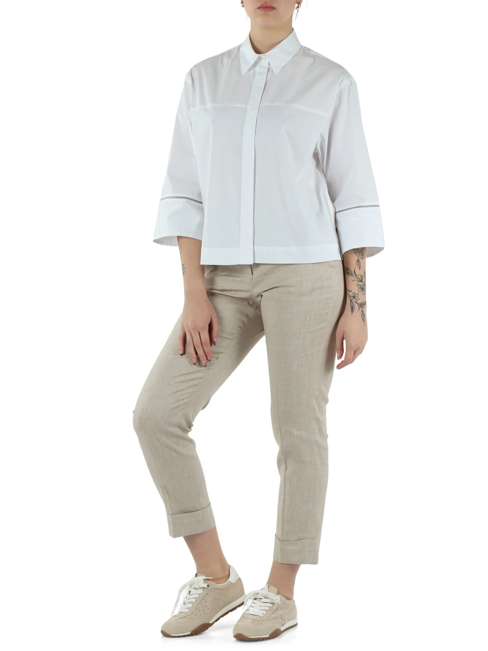 BIANCO | Camicia in popeline di cotone stretch
