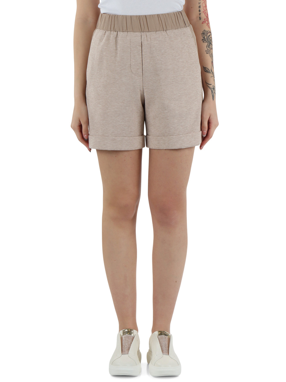 BEIGE | Shorts stile sportivo in cotone tecnico