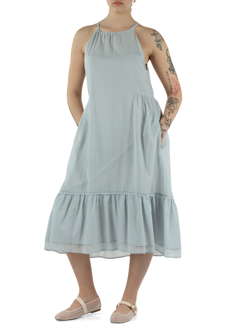 CELESTE | Abito svasato in voile di cotone