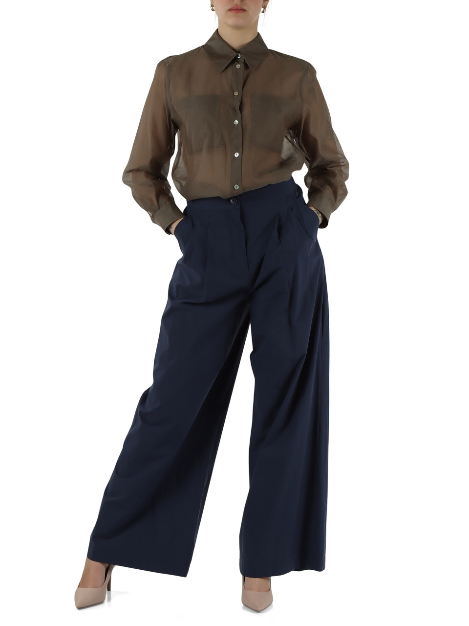 BLU | Pantalone ampio BENDA in popeline di cotone