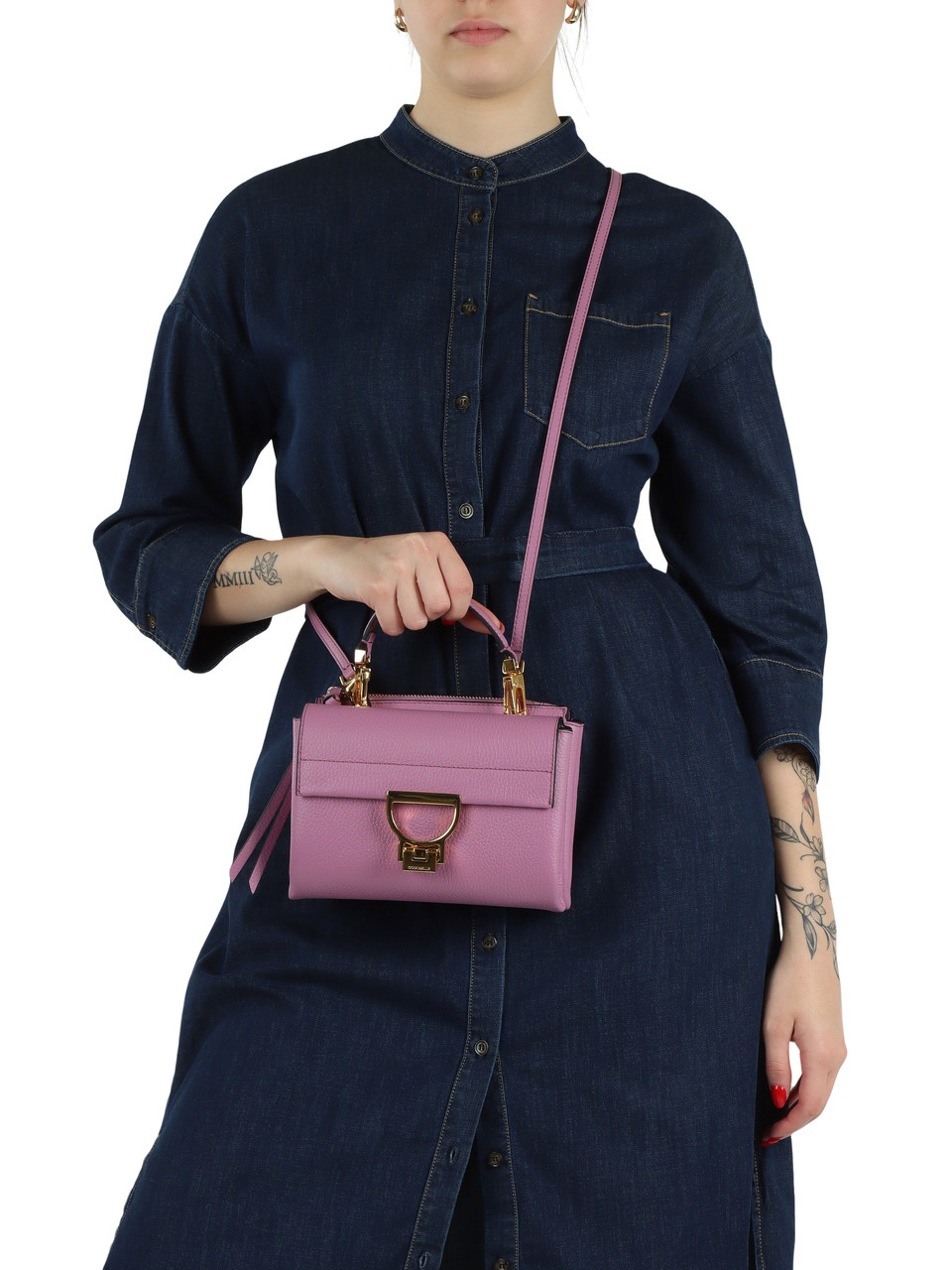 VIOLA CHIARO | Borsa a mano in pelle martellata ARLETTIS Small