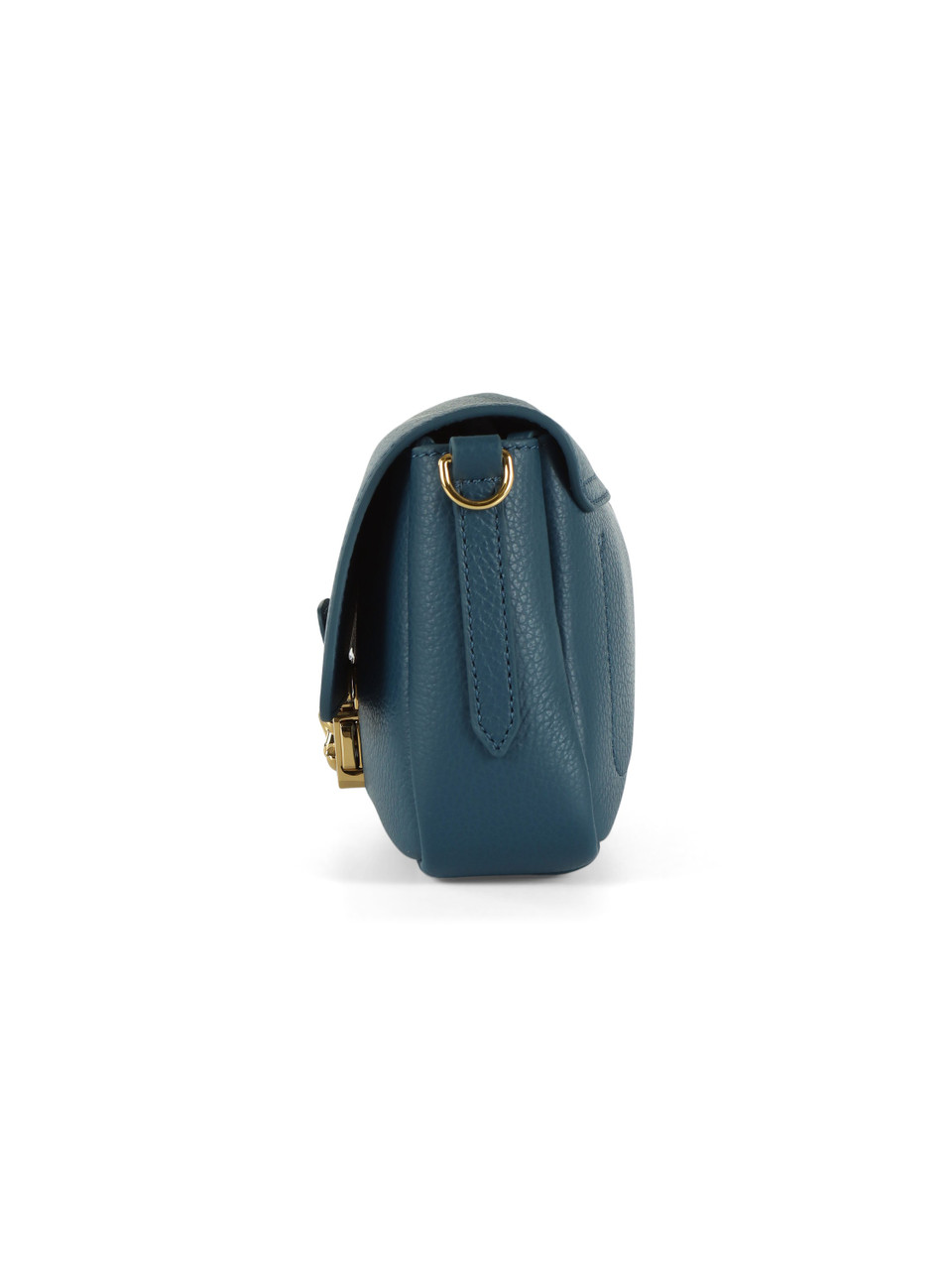 BLAU | Schultertasche aus genarbtem Leder C-ME LOCK Medium