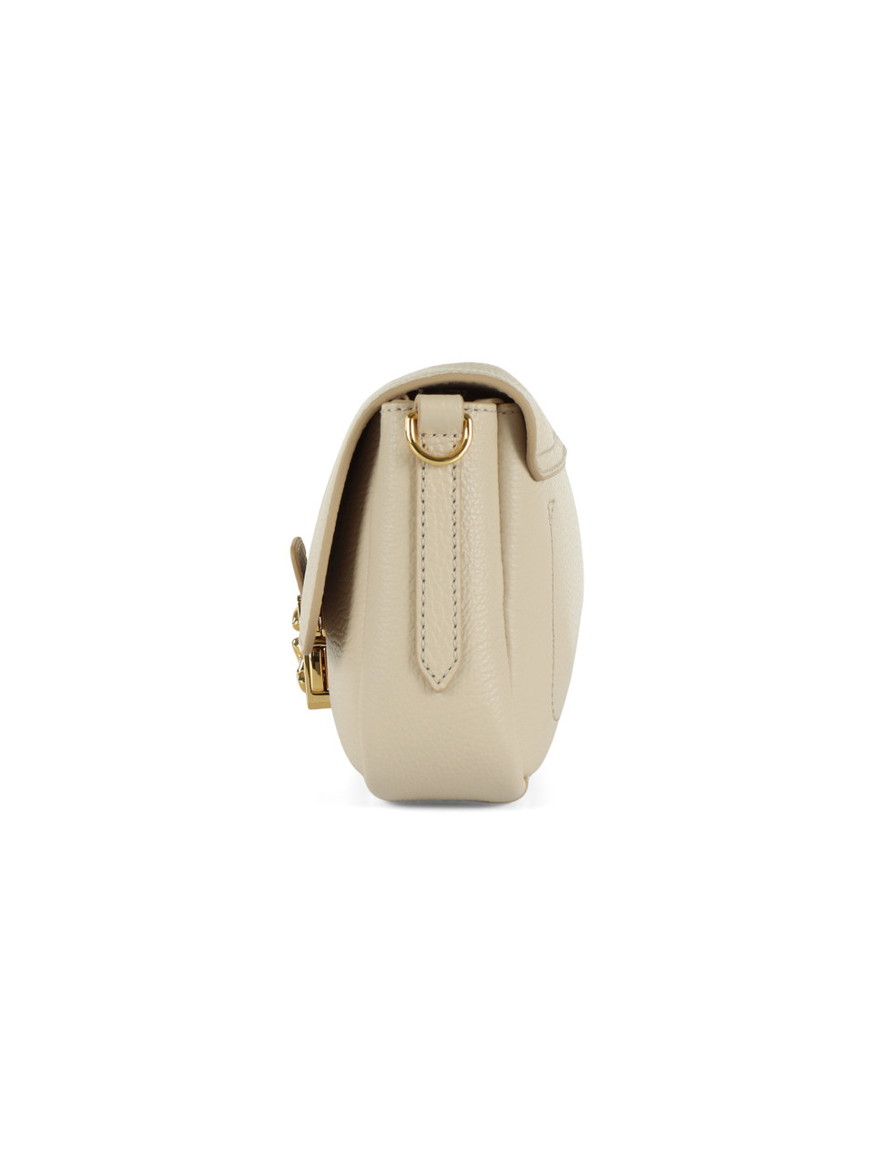 BEIGE | Schultertasche aus genarbtem Leder C-ME LOCK Medium
