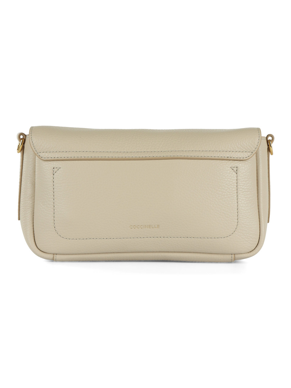 BEIGE | Schultertasche aus genarbtem Leder C-ME LOCK Medium