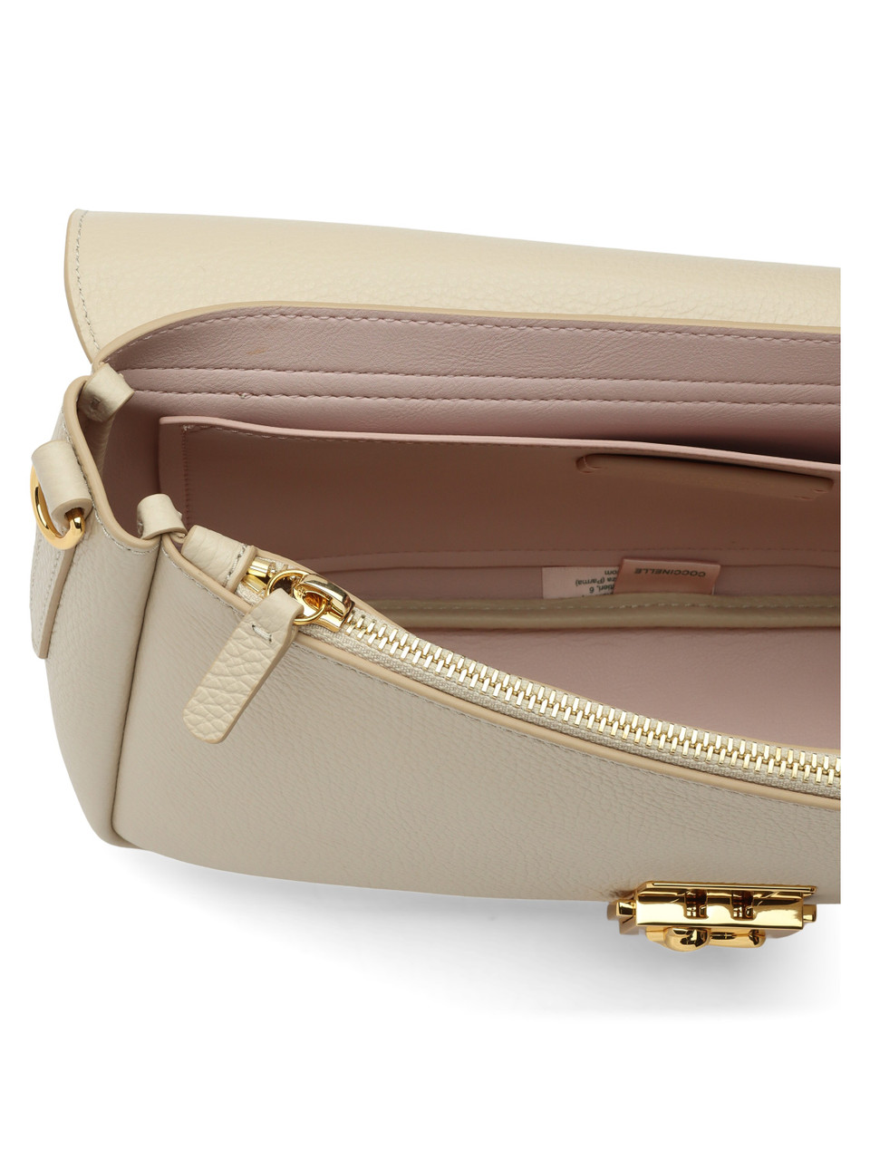 BEIGE | Borsa a spalla in pelle martellata C-ME LOCK Large