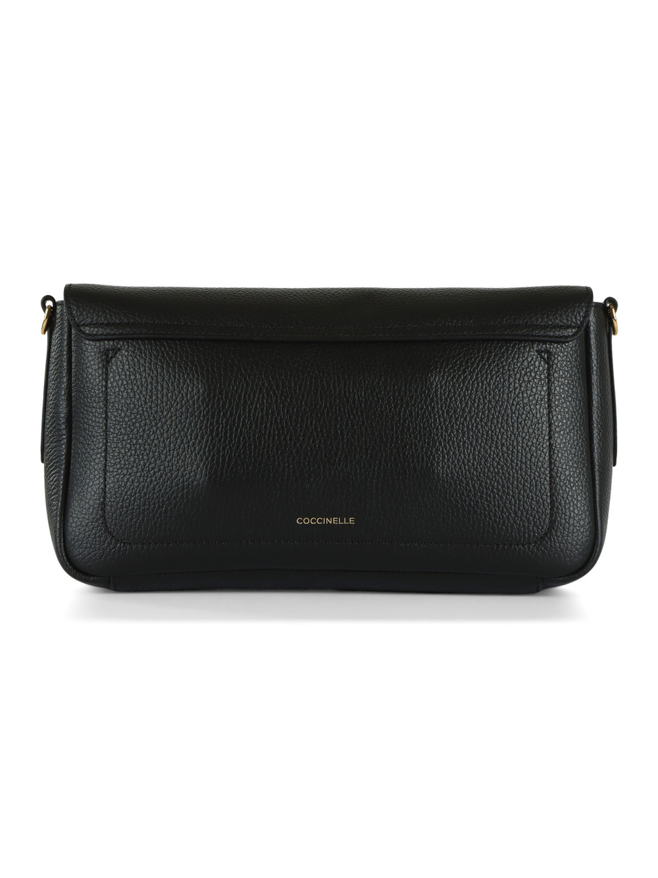 SCHWARZ | Schultertasche aus genarbtem Leder C-ME LOCK Large