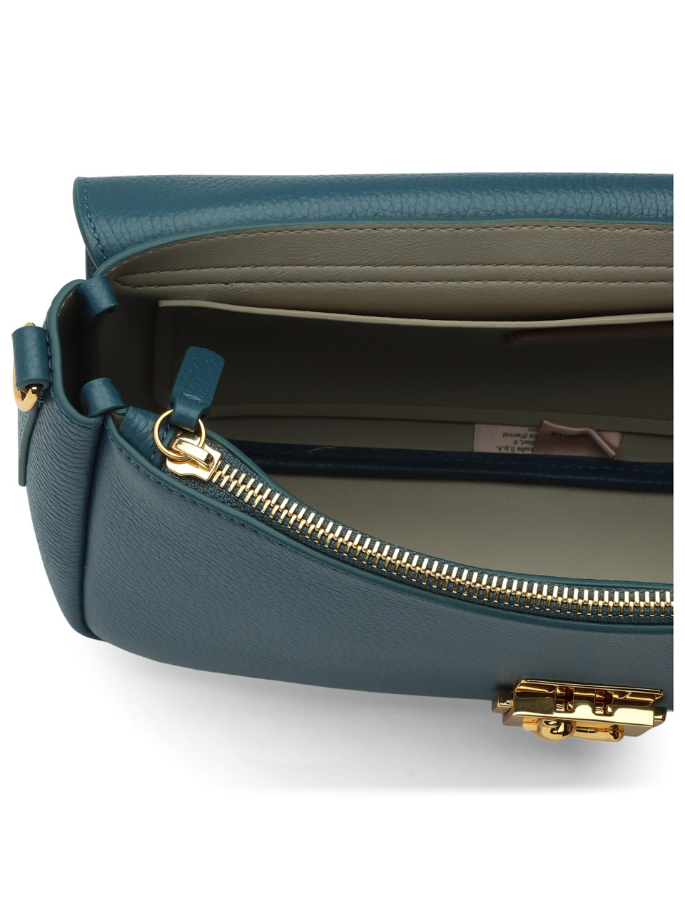 BLAU | Schultertasche aus genarbtem Leder C-ME LOCK Large