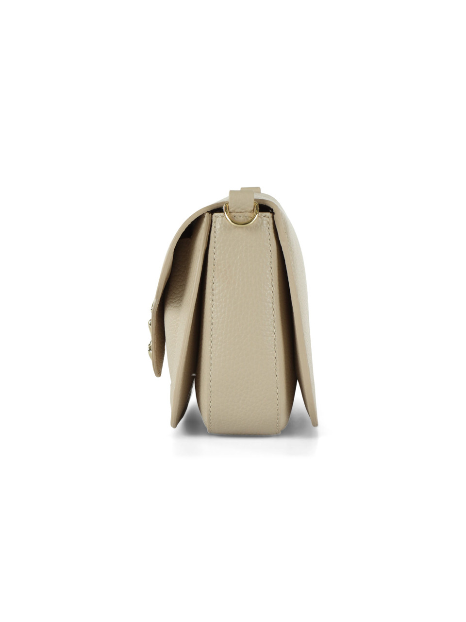 BEIGE | Schultertasche aus genarbtem Leder C-ME Medium