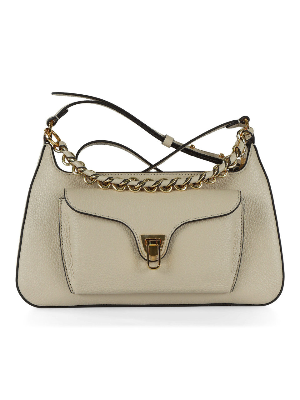 BEIGE | Handtasche aus genarbtem Leder BEAT GENERATION Medium