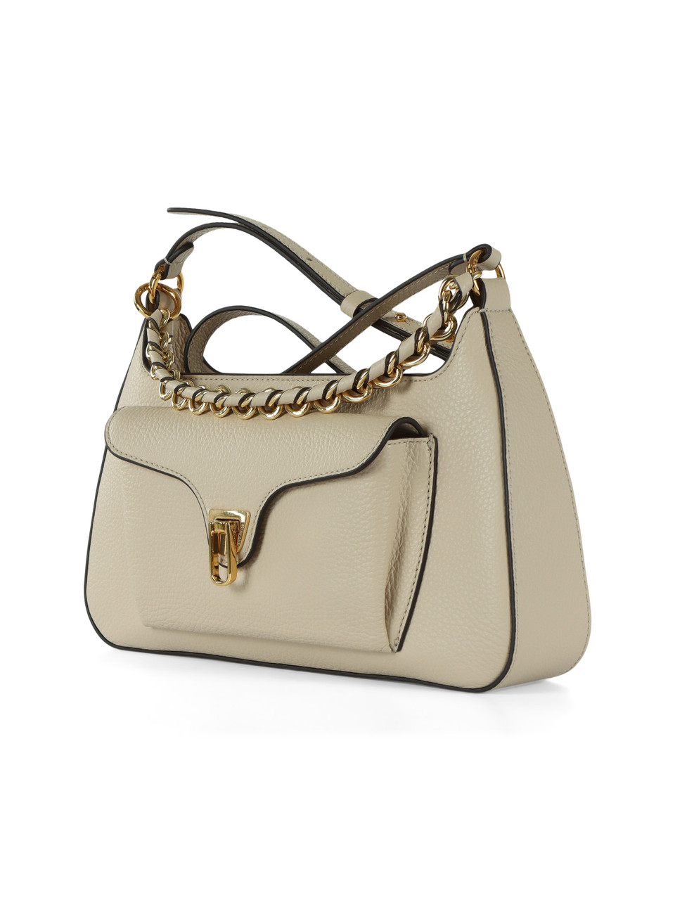 BEIGE | Handtasche aus genarbtem Leder BEAT GENERATION Medium