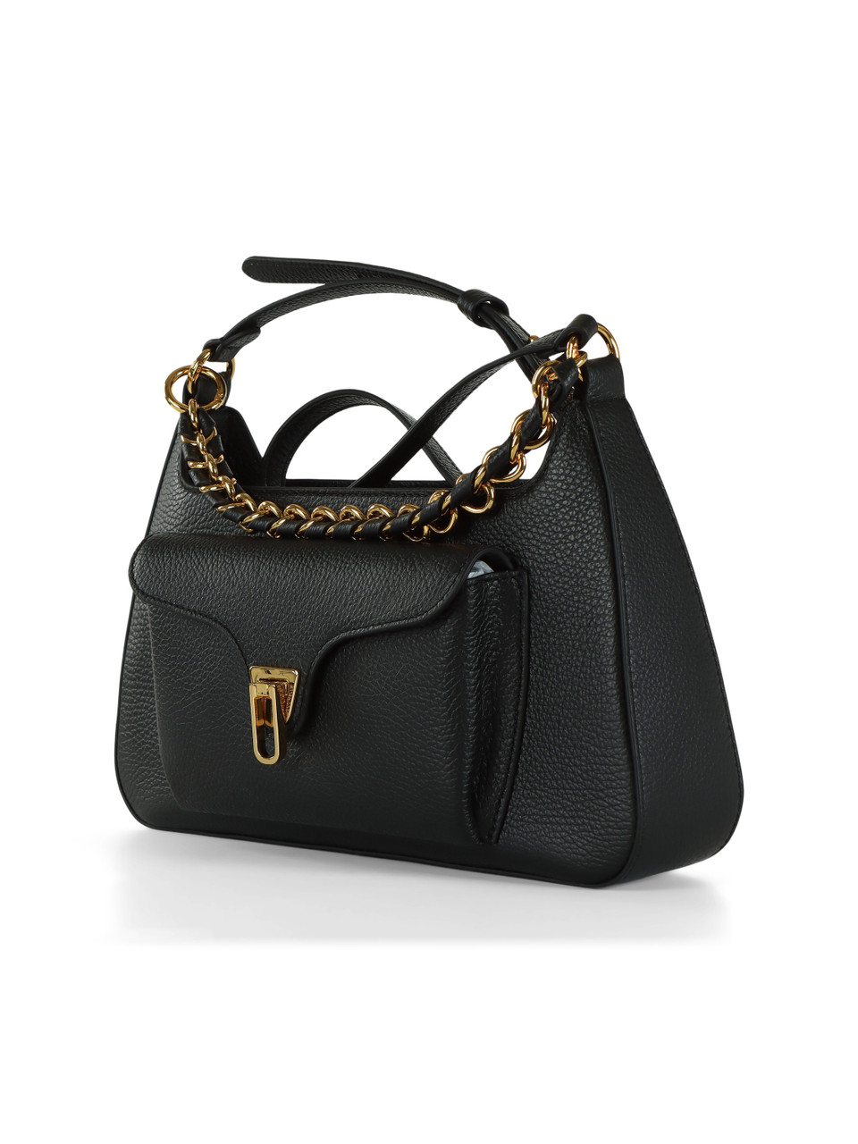 SCHWARZ | Handtasche aus genarbtem Leder BEAT GENERATION Medium