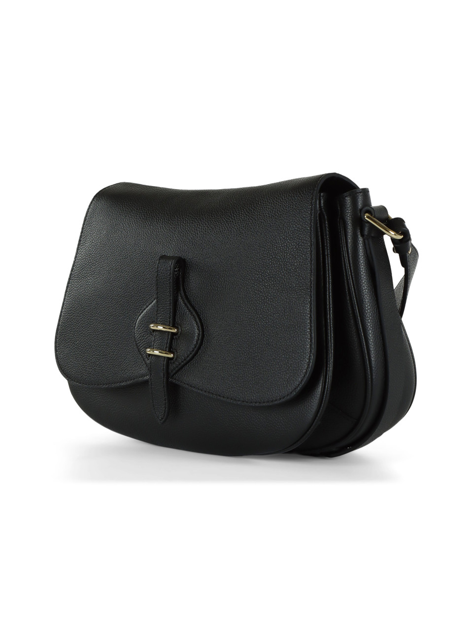 SCHWARZ | MAVERY Large Schultertasche aus genarbtem Leder