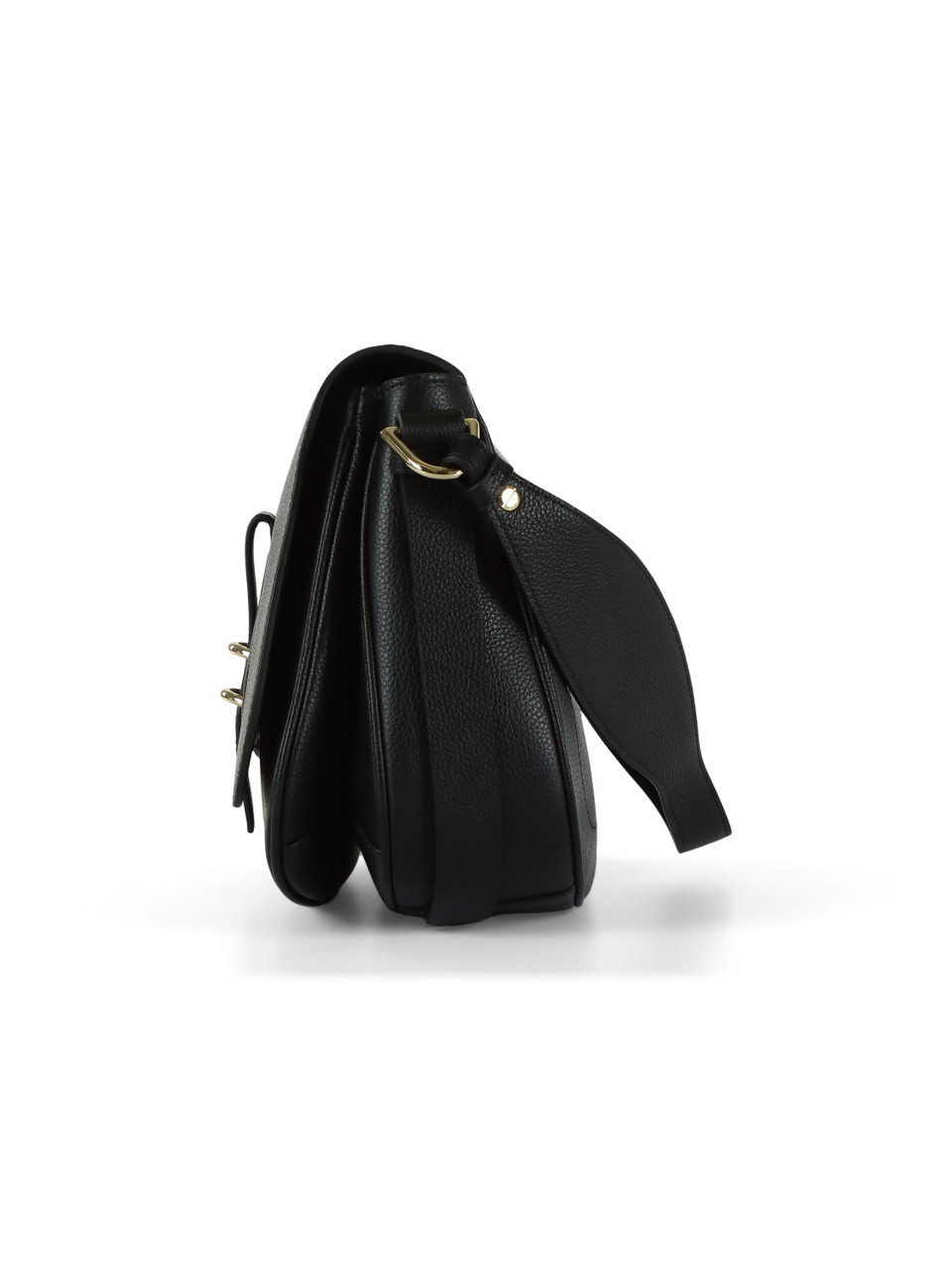 SCHWARZ | MAVERY Large Schultertasche aus genarbtem Leder