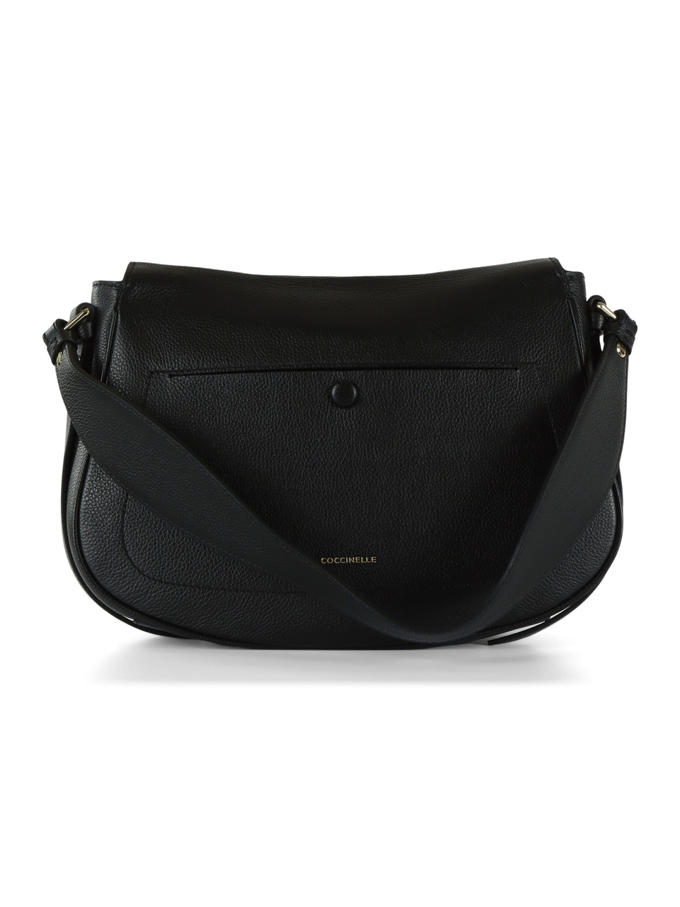 SCHWARZ | MAVERY Large Schultertasche aus genarbtem Leder