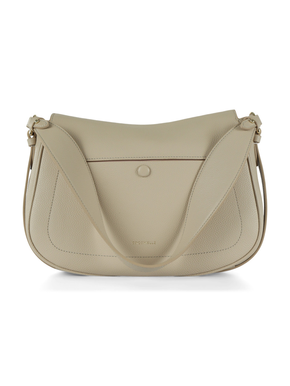 BEIGE | Borsa a spalla in pelle martellata MAVERY Large