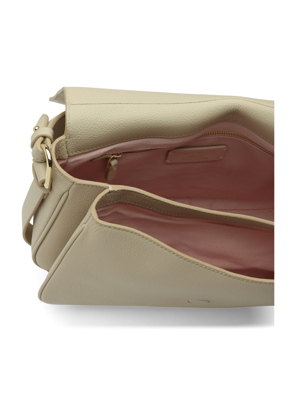 BEIGE | Borsa a spalla in pelle martellata MAVERY Large