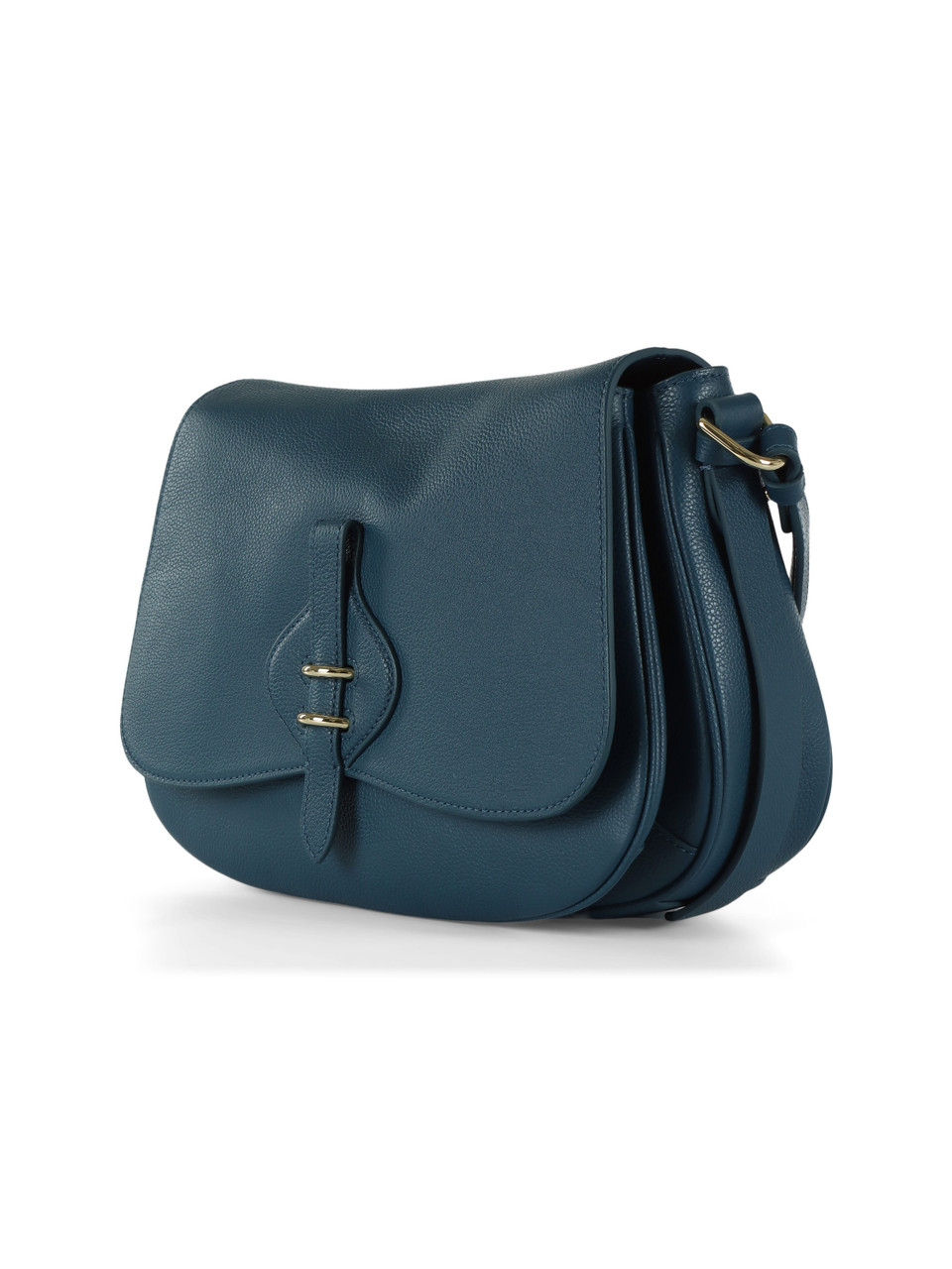 BLAU | MAVERY Large Schultertasche aus genarbtem Leder